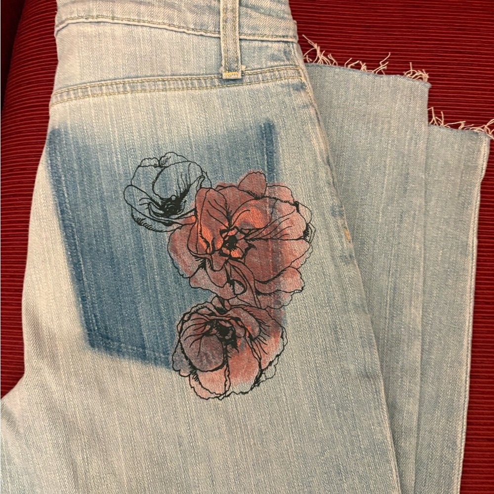 Joe's Jeans Light Blue with Pink Floral Embroidery